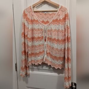 Peach and Cream Chevron Knit Cardigan